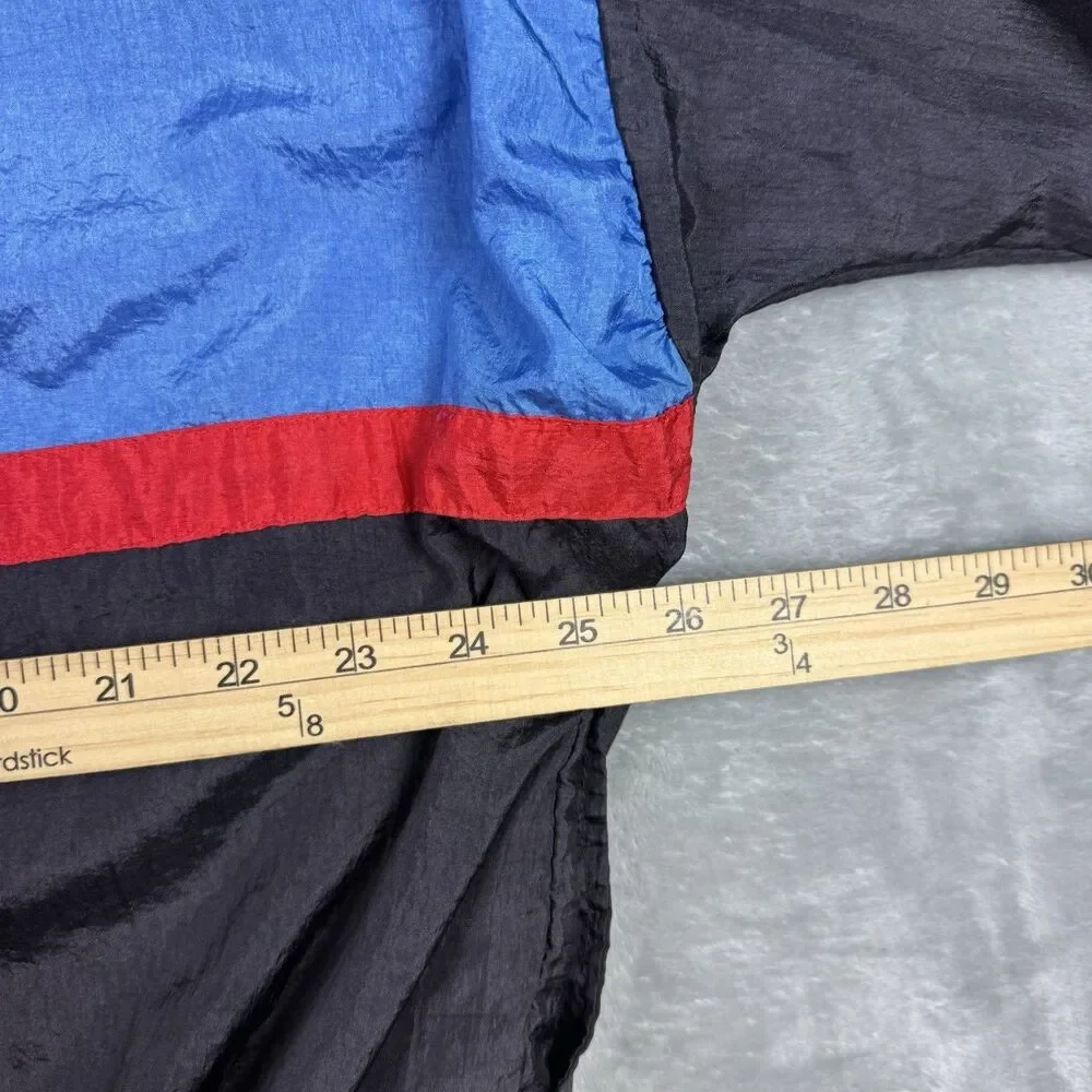 Vizari Vintage Colorblock Nylon Track Suit Black Blue Teal Red XL